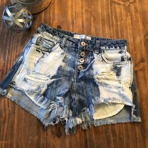 Juniors Button Down Shorts